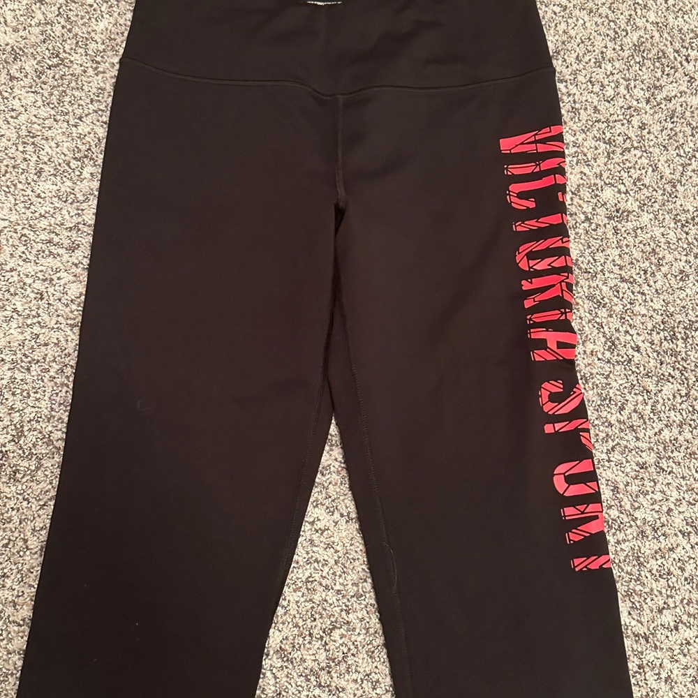 Victoria's Secret Black Capri Leggings with Red Logo